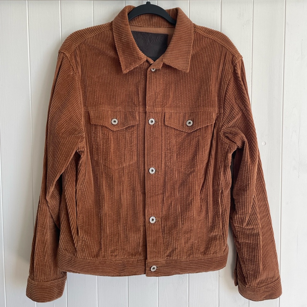 Naked & Famous Brown Seersucker Corduroy Trucker Jacket